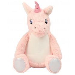 Photo de la peluche range-pyjama licorne rose.