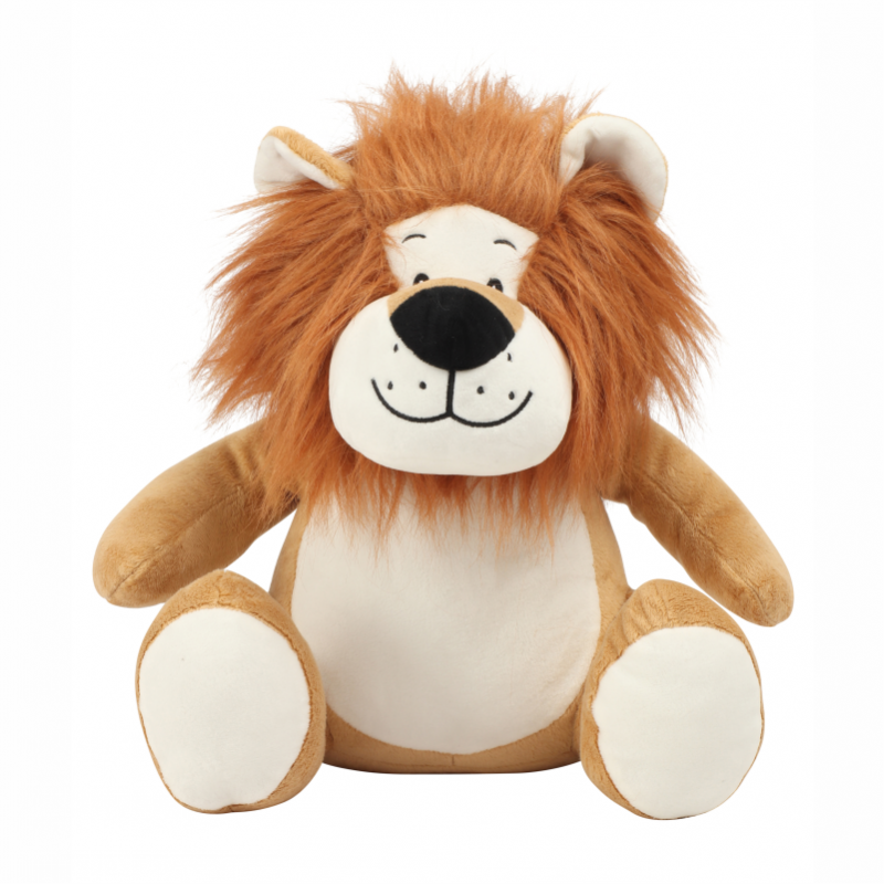 Photo de la peluche range-pyjama lion marron.