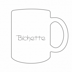 Dessin du mug blanc personnalisé avec l'inscription "Bichette" dessus.