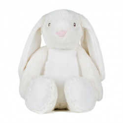 Photo de la peluche range-pyjama lapin blanche.