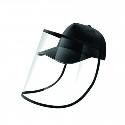 Photo de la casquette noir avec visière et bouclier PVC.
